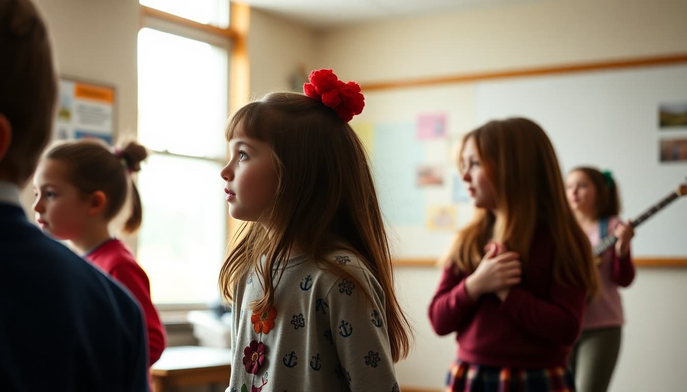 Iowa school students performing in arts program with local cultural elements