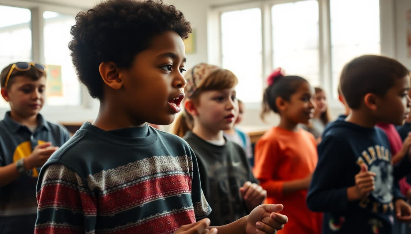 Kentucky school students performing in arts program with local cultural elements