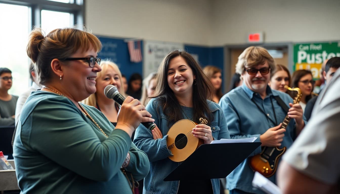 Music booster club parents raising funds for school music program at event