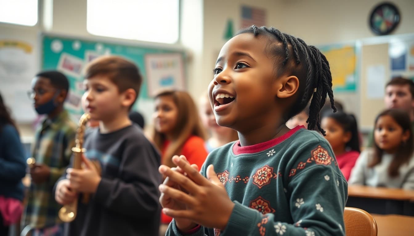 New Jersey school students performing in arts program with local cultural elements