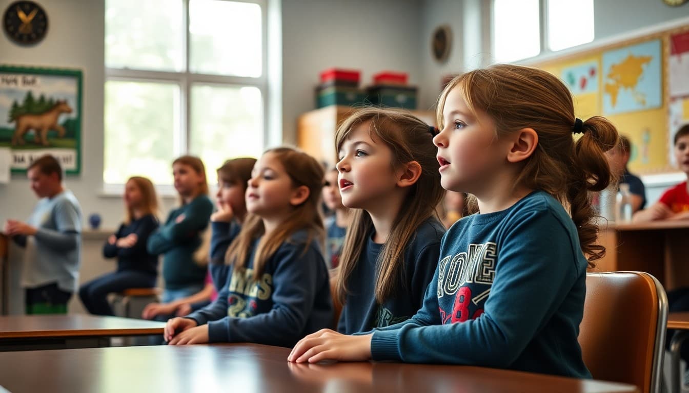 Oregon school students performing in arts program with local cultural elements