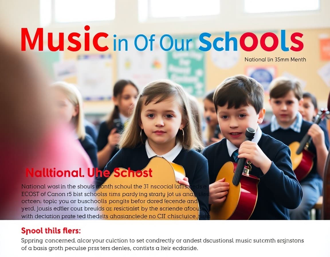 National Music in Our Schools Month newsletter with spring concert details and music education benefits