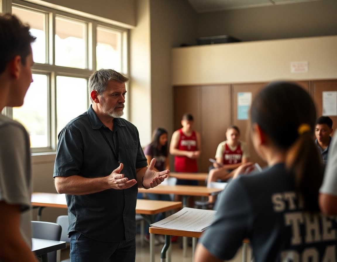Athletic director reviewing HHSAA eligibility requirements at a Hawaii high school