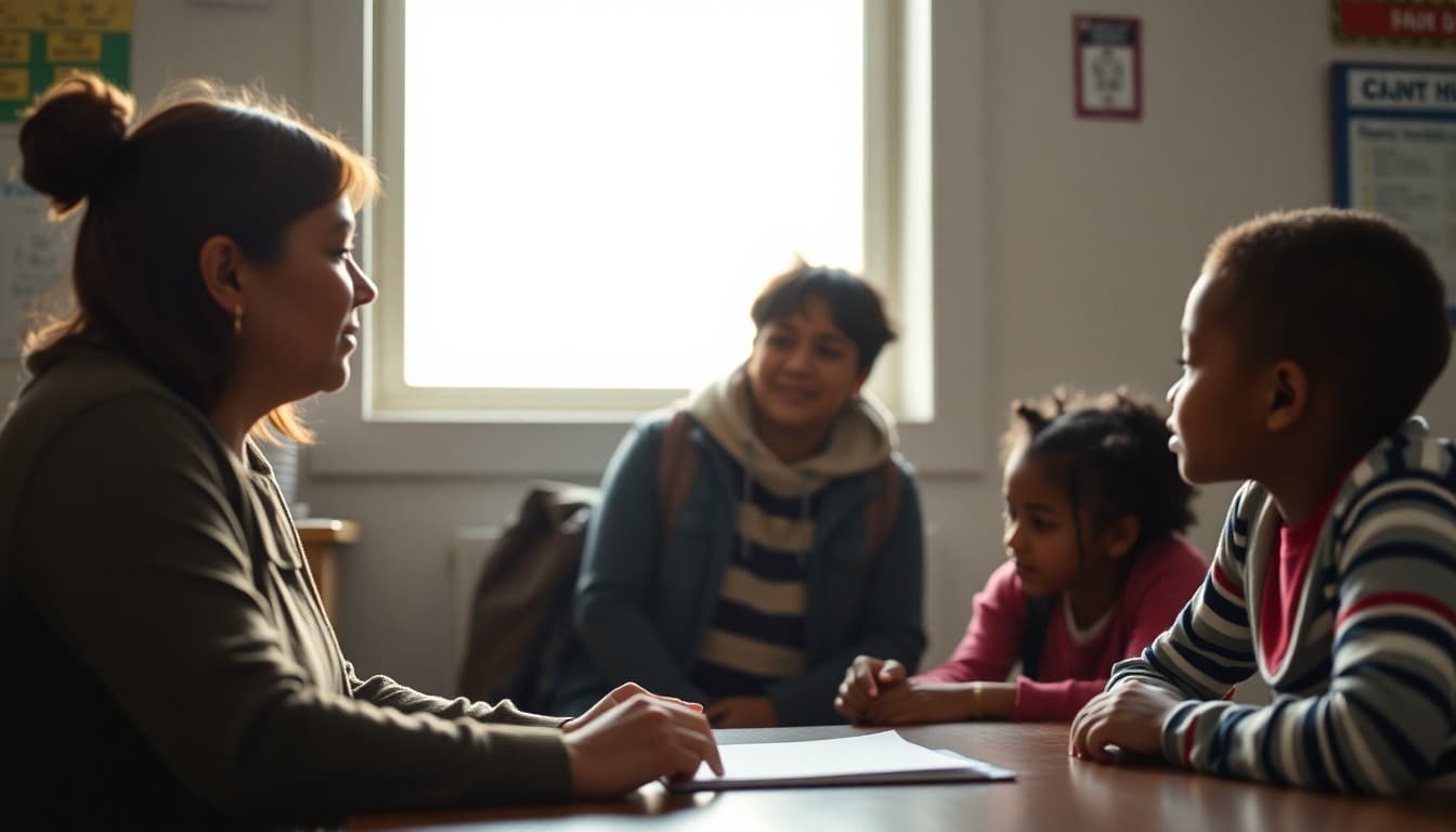 School counselor connecting an unstably housed family to attendance and enrollment support