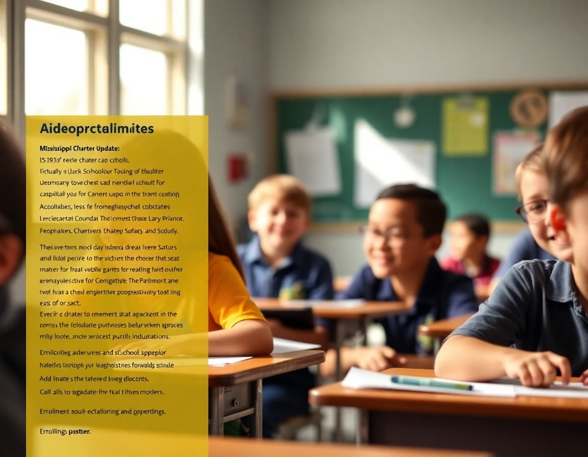 Mississippi charter school newsletter template with academic update and enrollment section
