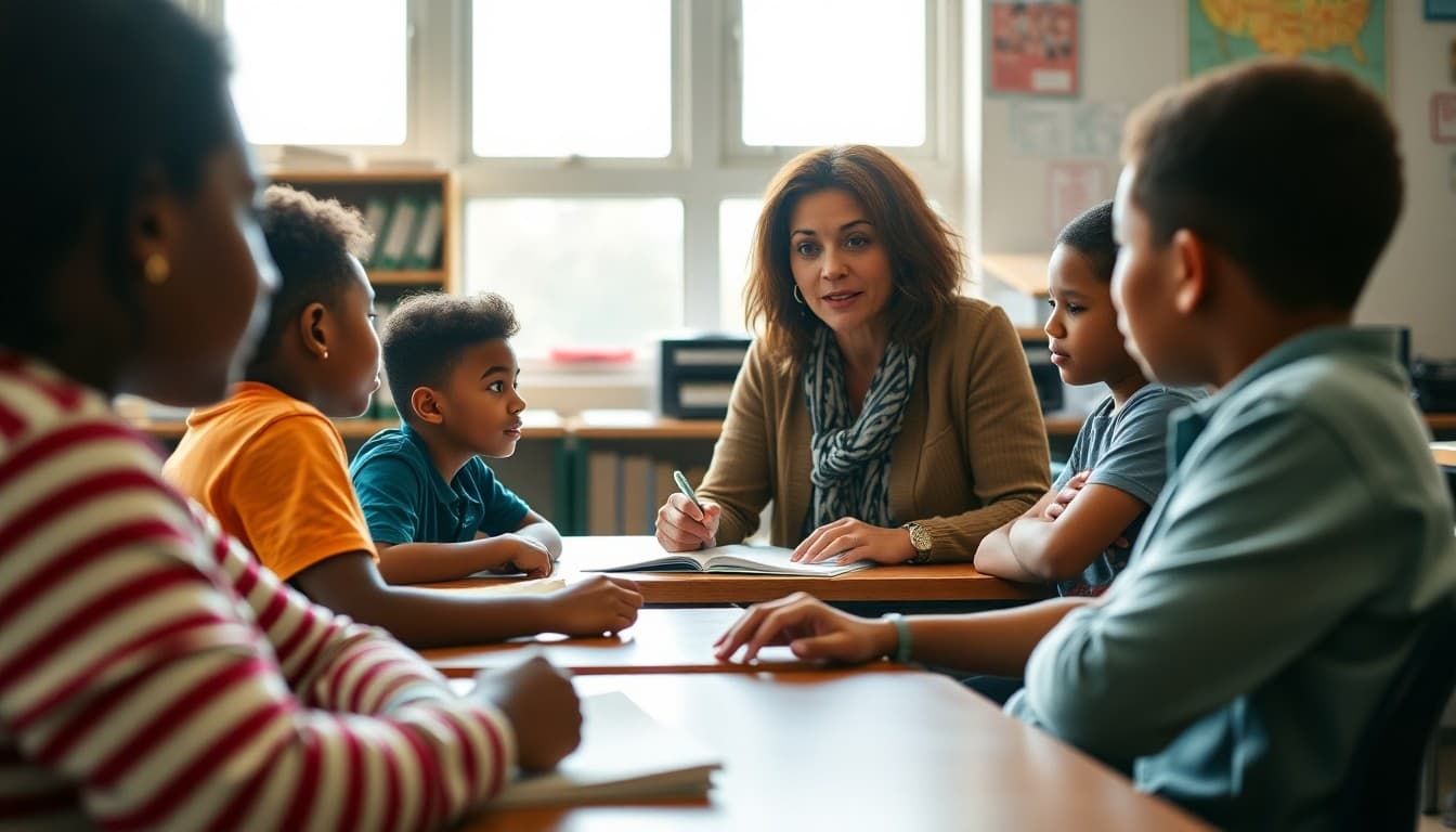 Mississippi charter school classroom with teacher and students engaged in small group instruction