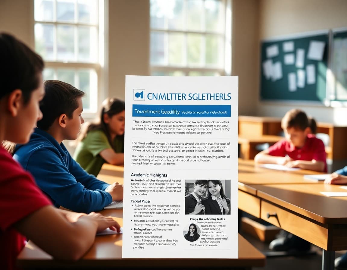 Charter school newsletter template showing enrollment deadline and academic highlights section