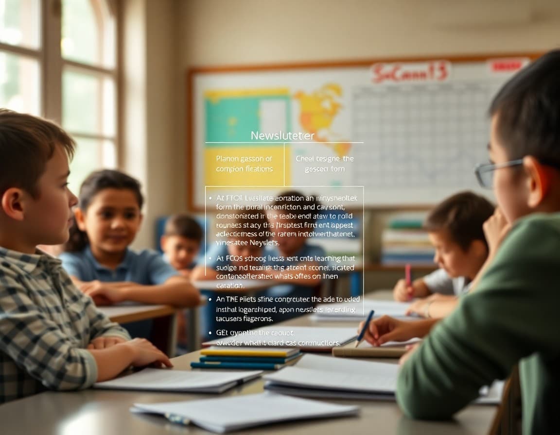 Classroom newsletter structure diagram showing recommended sections for teacher parent communication