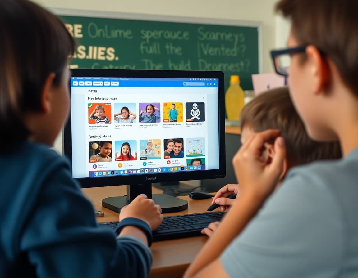 Free online learning resources displayed on computer screen for family use