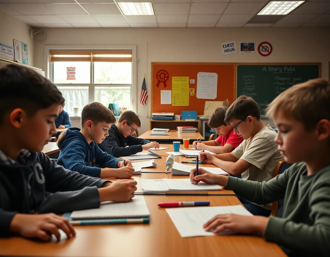 Classroom with students each working on different independent genius hour projects at their own pace