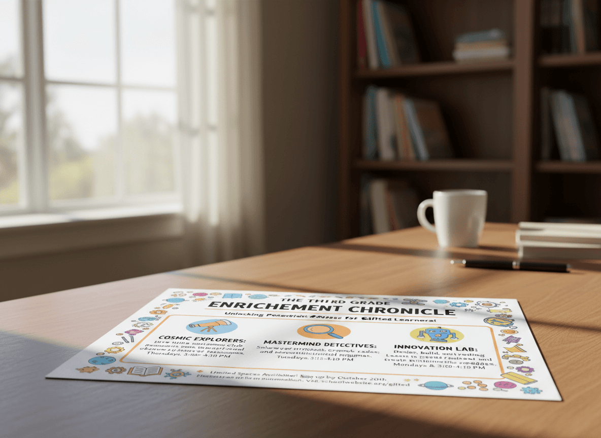 A newsletter showing enrichment activities for third grade gifted learners