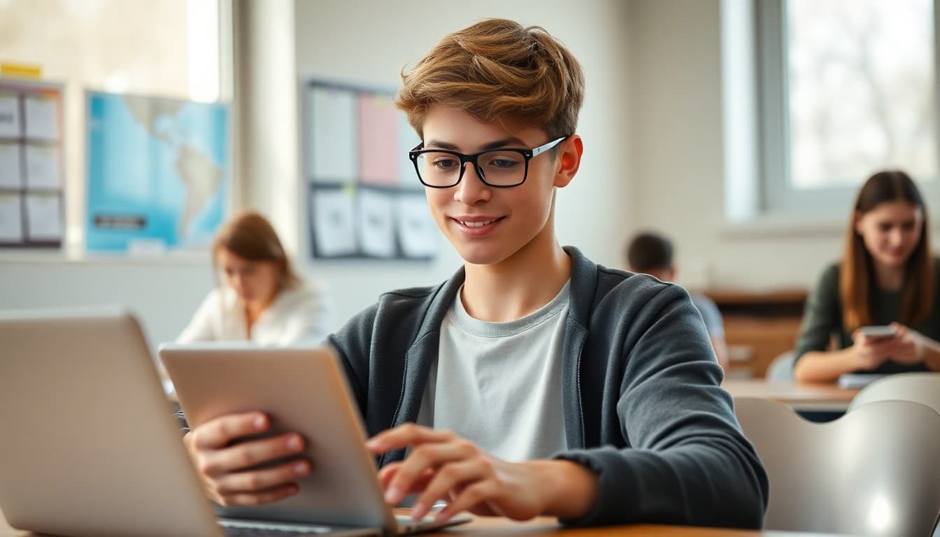 Senior student submitting college enrollment deposit online in April