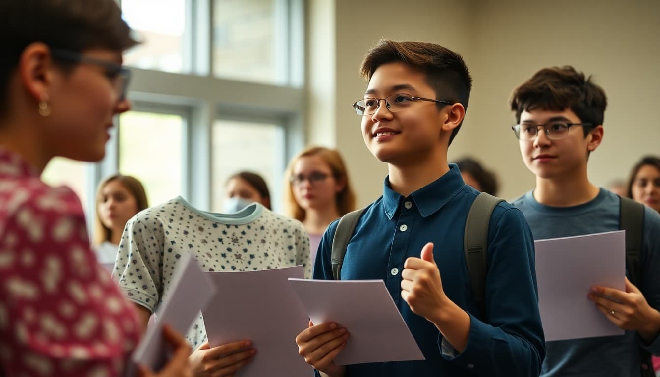 Honors students receiving recognition at an academic awards ceremony at the high school