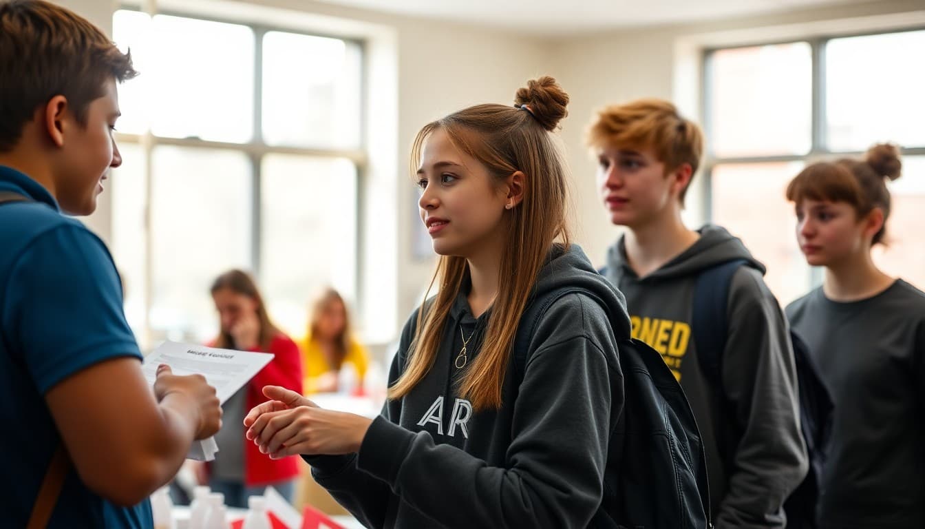High school students volunteering at a community event together