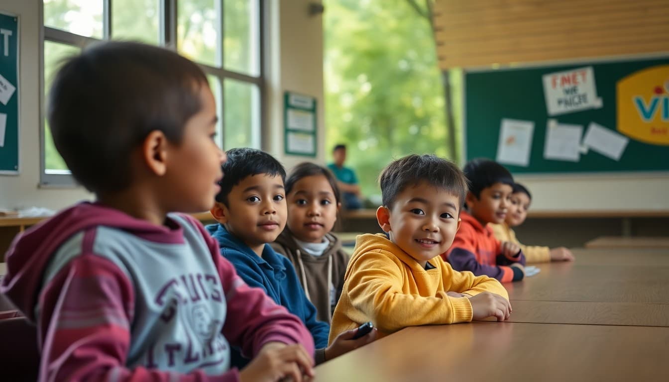 School partnering with city parks for outdoor education program with students in nature setting
