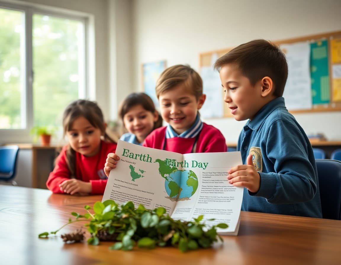 Earth Day school newsletter with environmental science activity and family action ideas