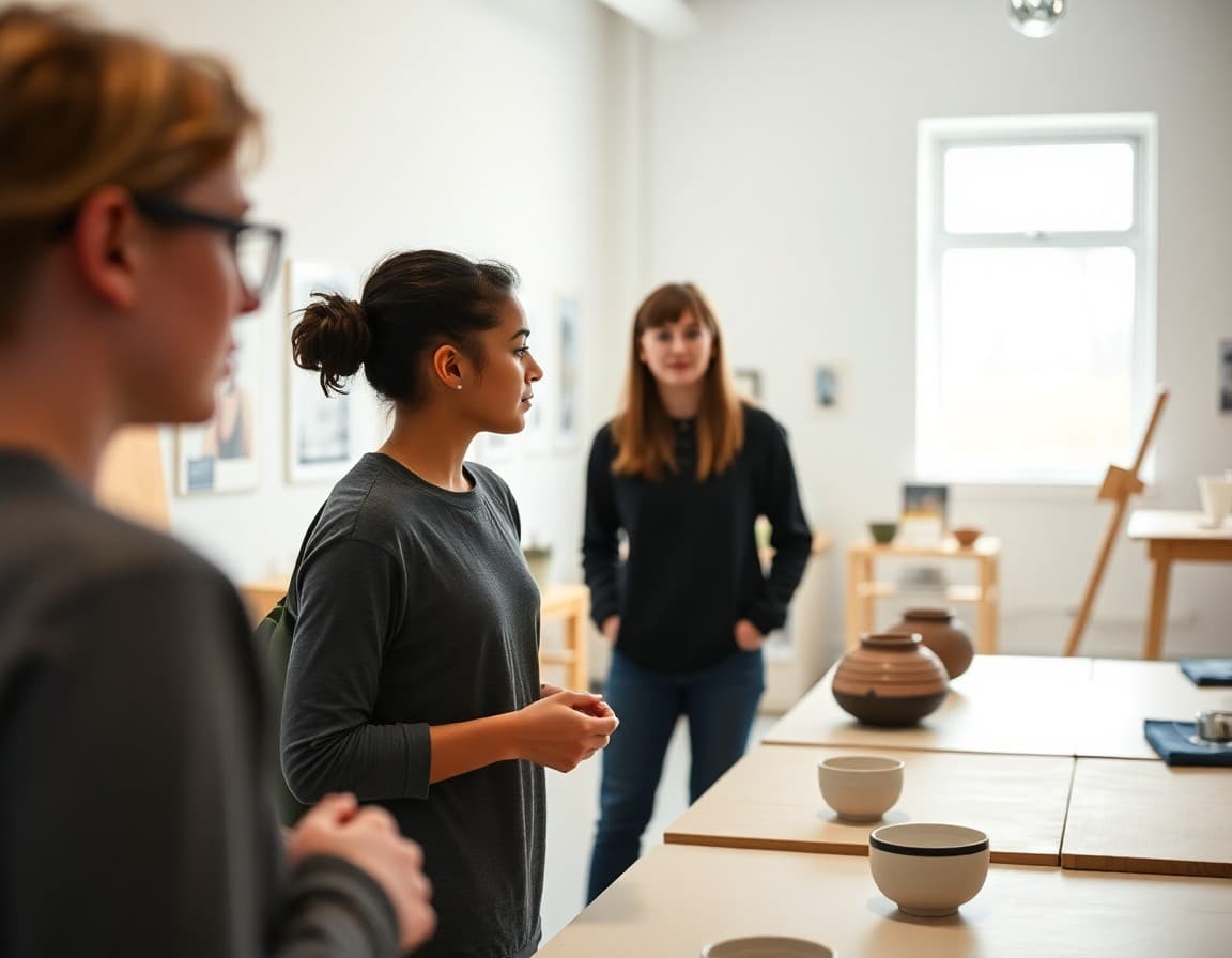 Art department newsletter showing student exhibition opening ceramic studio and AP portfolio