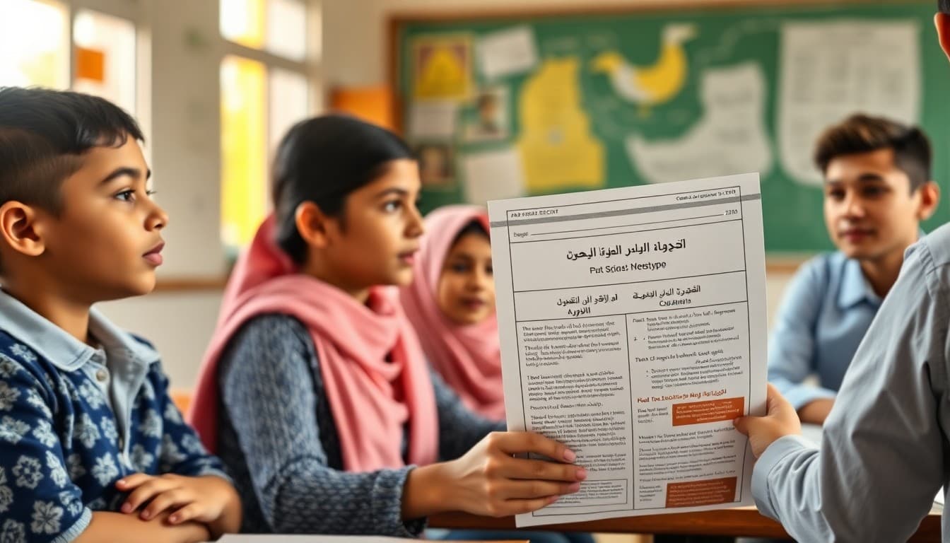 Bilingual school newsletter reaching Arabic-speaking parents in a school community meeting