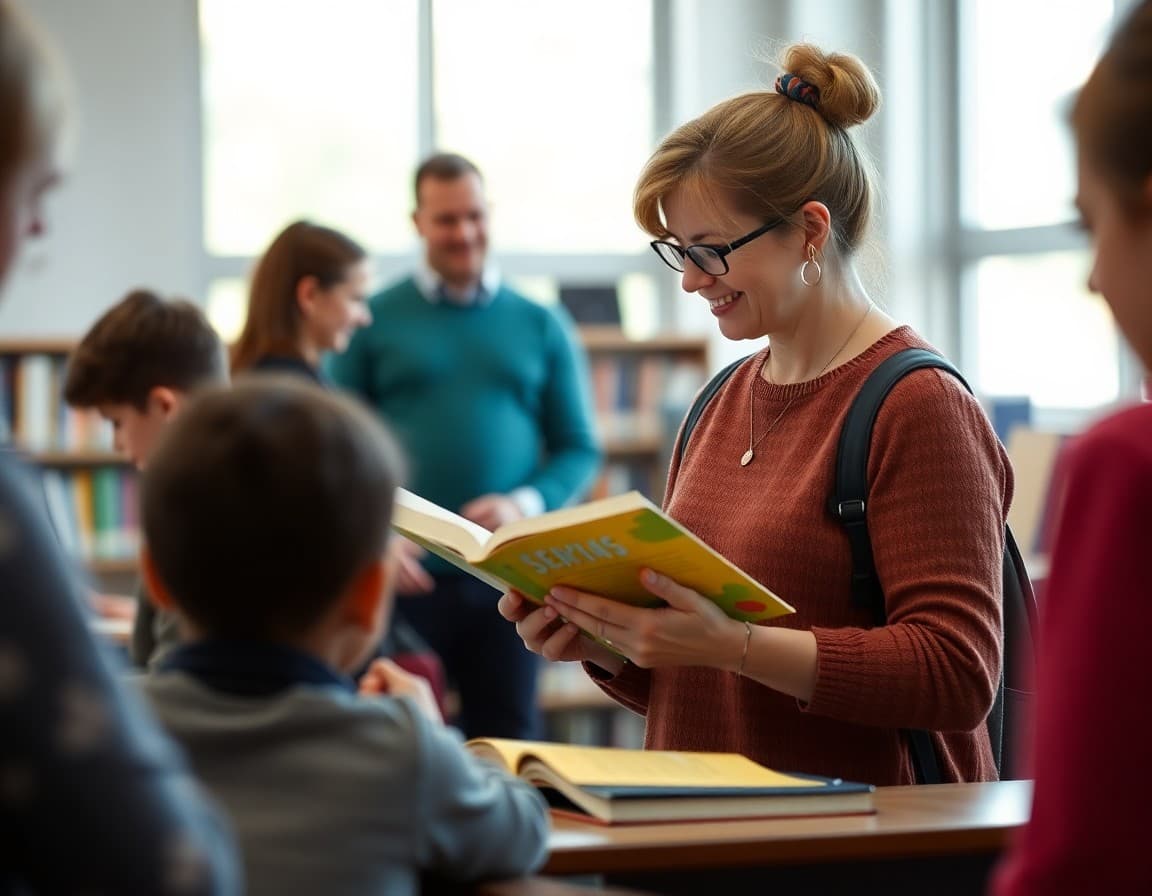 School Library Month newsletter with librarian spotlight, reading challenge, and family library visit ideas