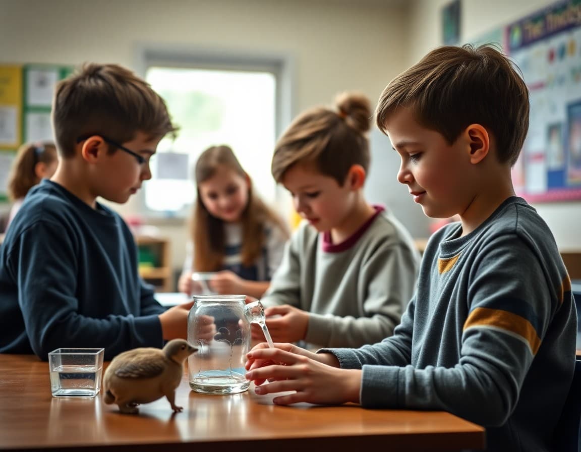 Elementary classroom activity related to the animal science unit with engaged students