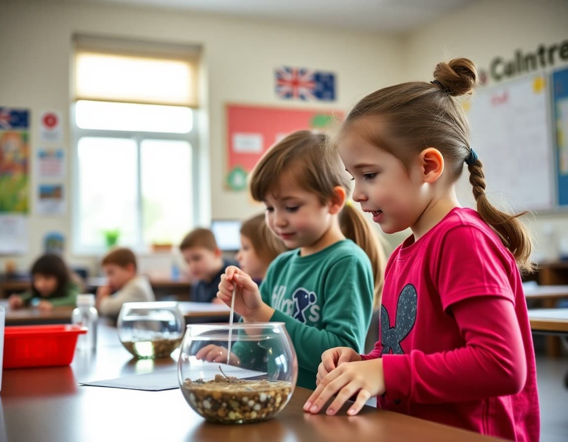 Elementary classroom activity related to the habitats and ecosystems science unit with engaged students