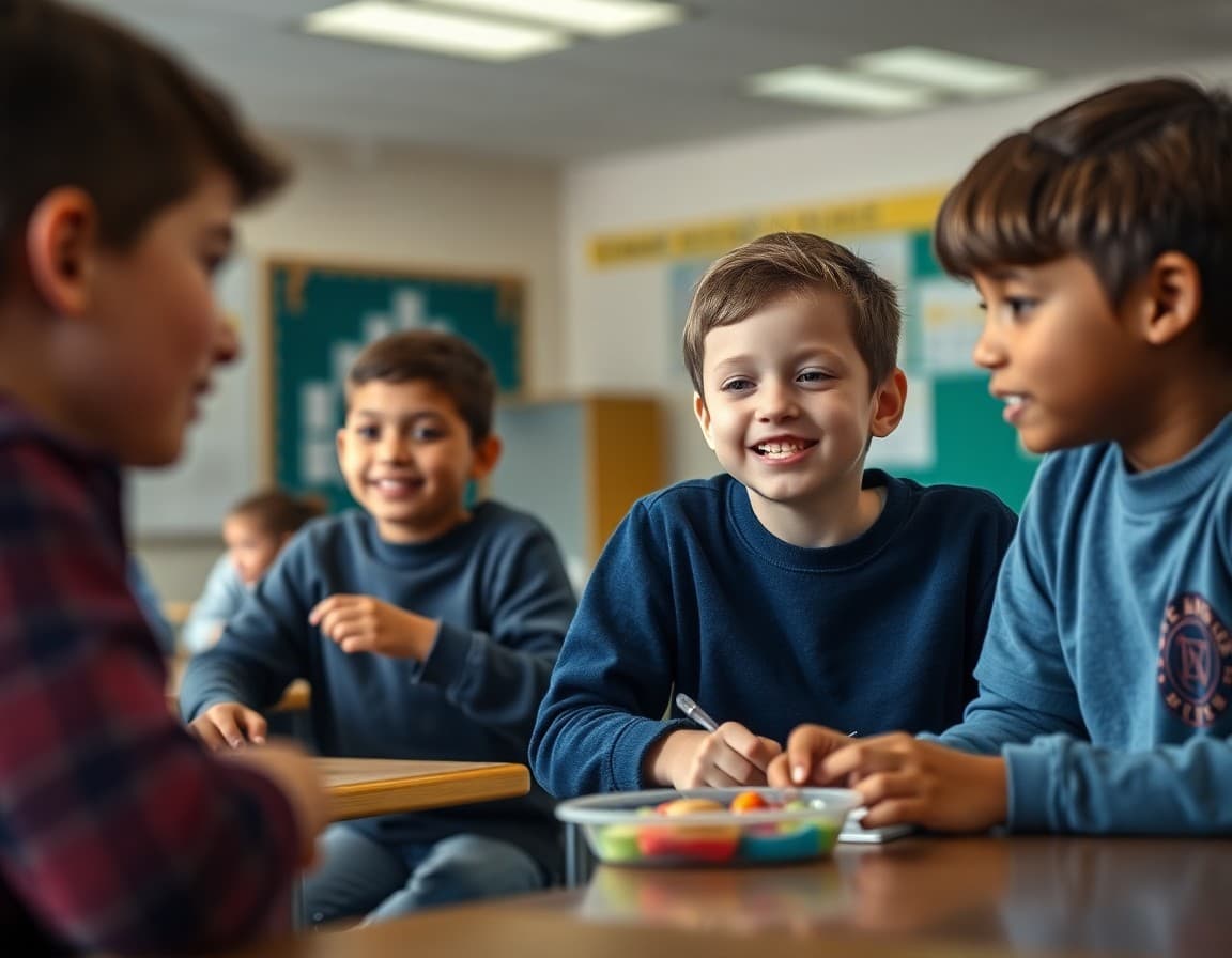 Elementary classroom activity related to the lunch buddy peer mentoring program with engaged students