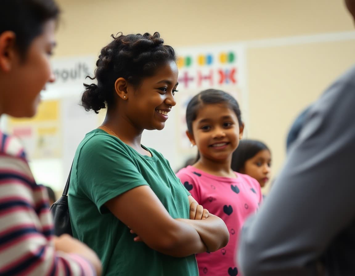California ELL families of many linguistic backgrounds at a San Jose school community night