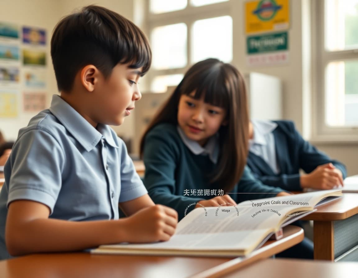 Multilingual newsletter template showing sections for language goals and classroom updates