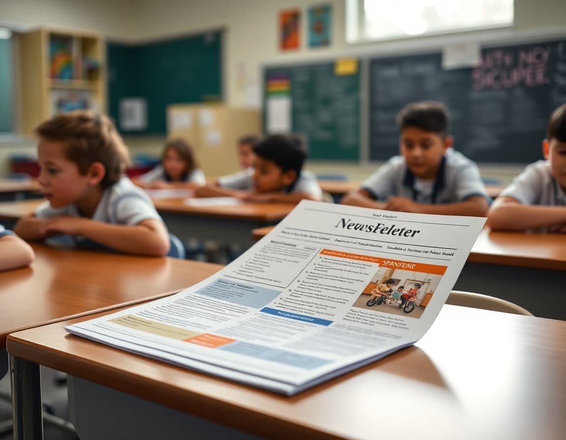 Spanish and English bilingual newsletter printed on desk in Florida school