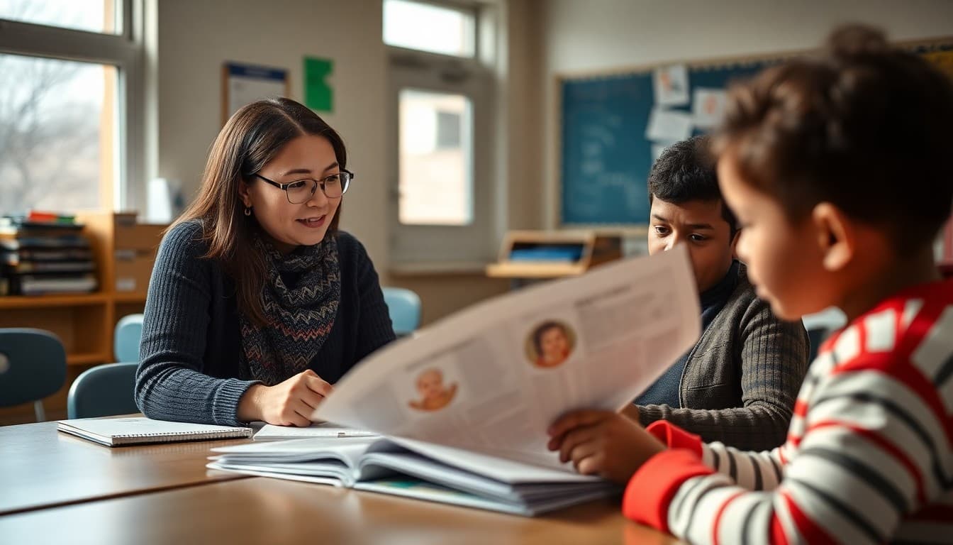 Michigan ELL coordinator preparing a multilingual newsletter for Dearborn area school families