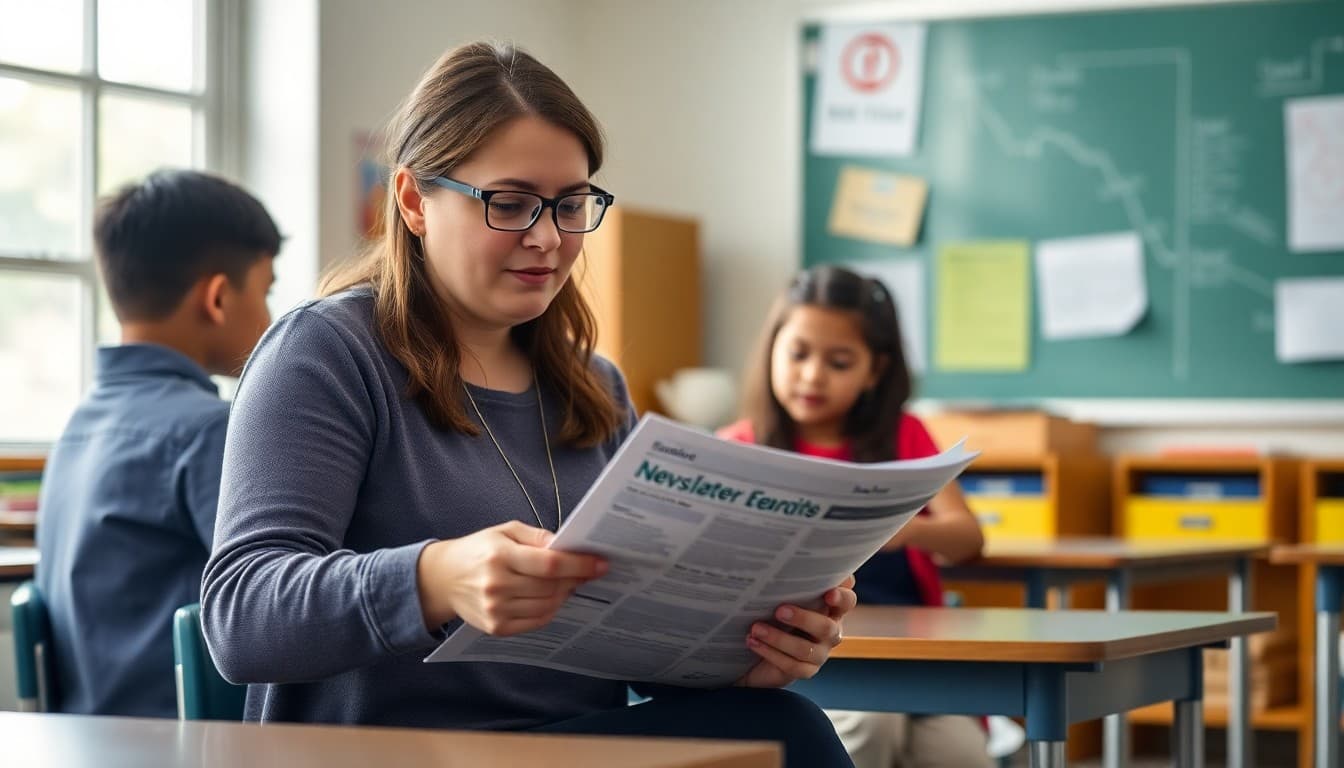 ELL teacher in Missouri preparing bilingual newsletter for multilingual school families