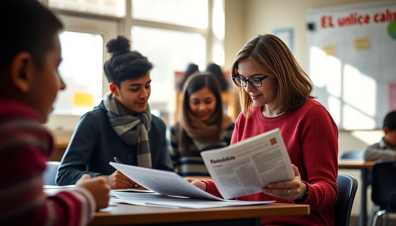 New Hampshire ELL teacher preparing multilingual newsletters for refugee and Spanish-speaking families in Manchester