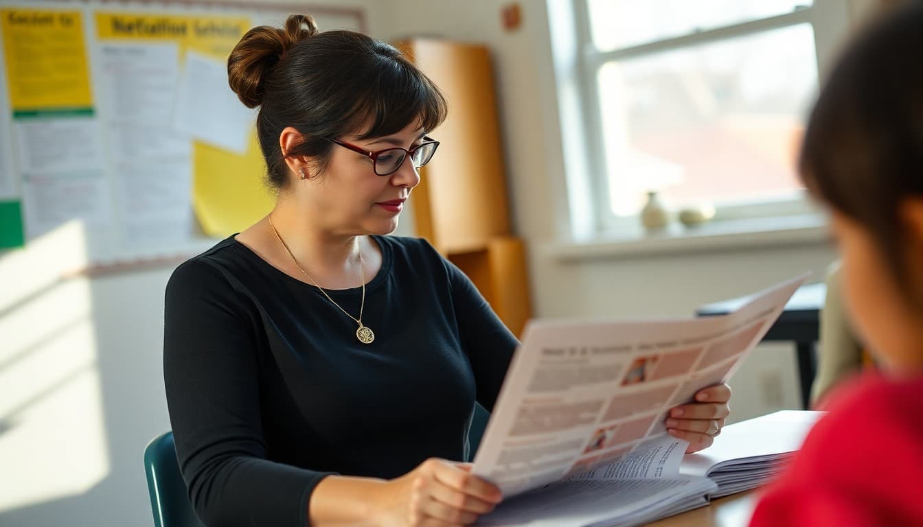 Pennsylvania ELL teacher at a Philadelphia school preparing Spanish and Vietnamese newsletters for multilingual families