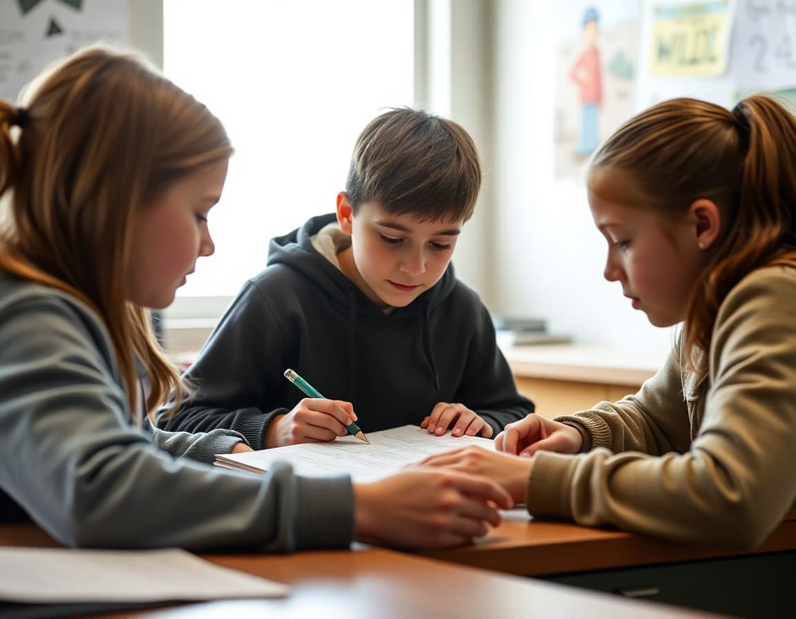 Alaska gifted students working on an independent research project in a small school setting