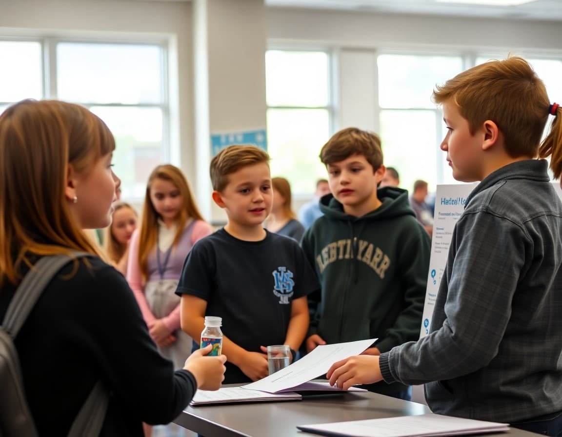 Arizona gifted students presenting research project at a school science fair event