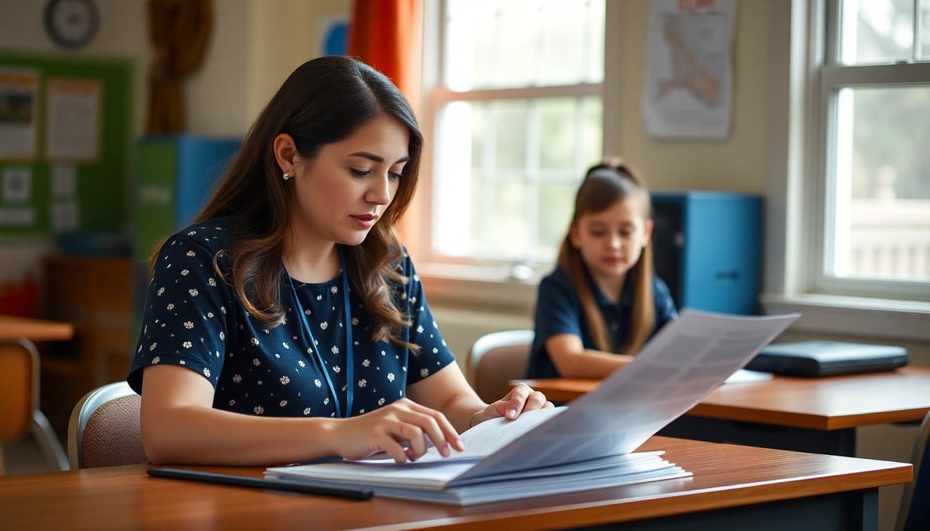 Florida gifted program coordinator preparing a newsletter at a school in Orlando