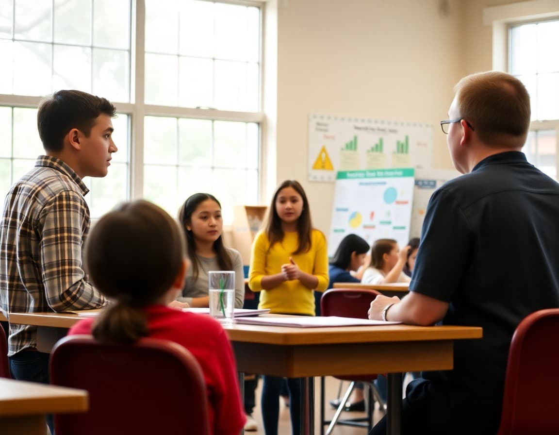 Georgia gifted students presenting a research project to judges at a school competition event