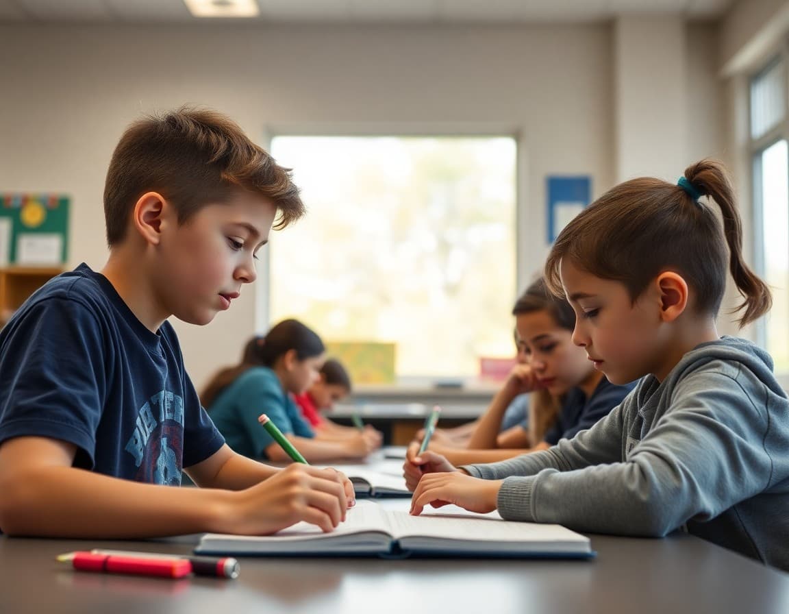 Illinois gifted students working on an academic enrichment challenge