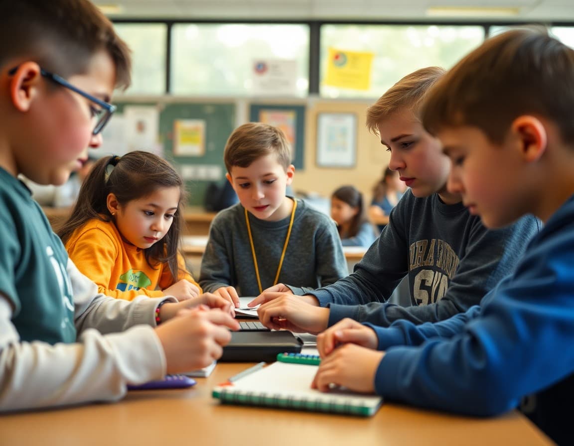 Illinois gifted students at a regional academic competition working through a team challenge