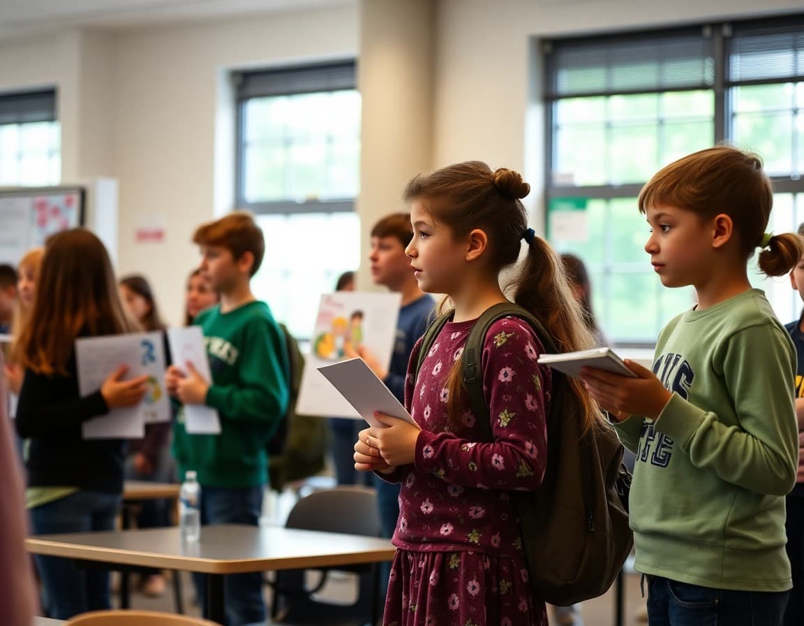 Students presenting gifted project work at a May showcase event