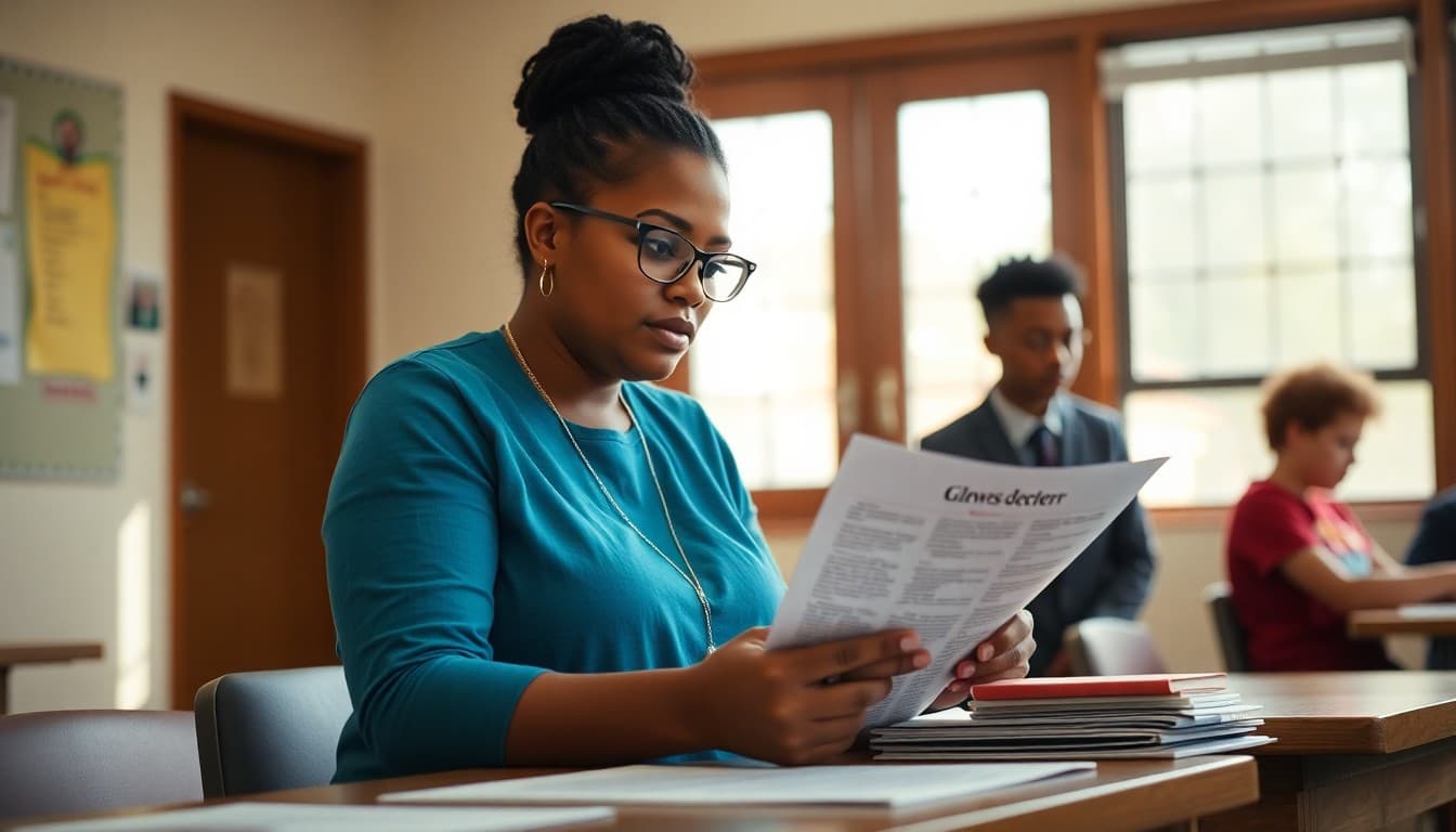 Mississippi gifted program coordinator preparing a newsletter at a school in Jackson