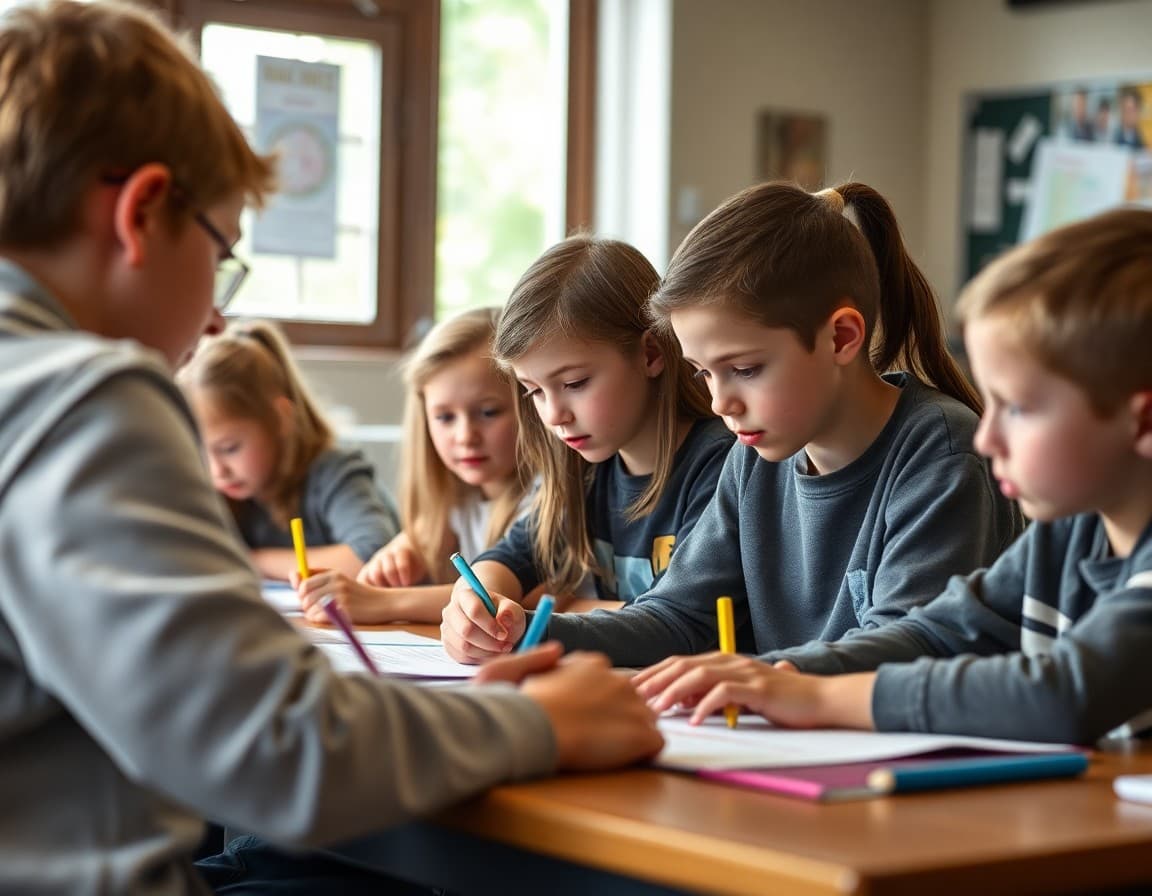 North Dakota gifted students working on an academic enrichment challenge