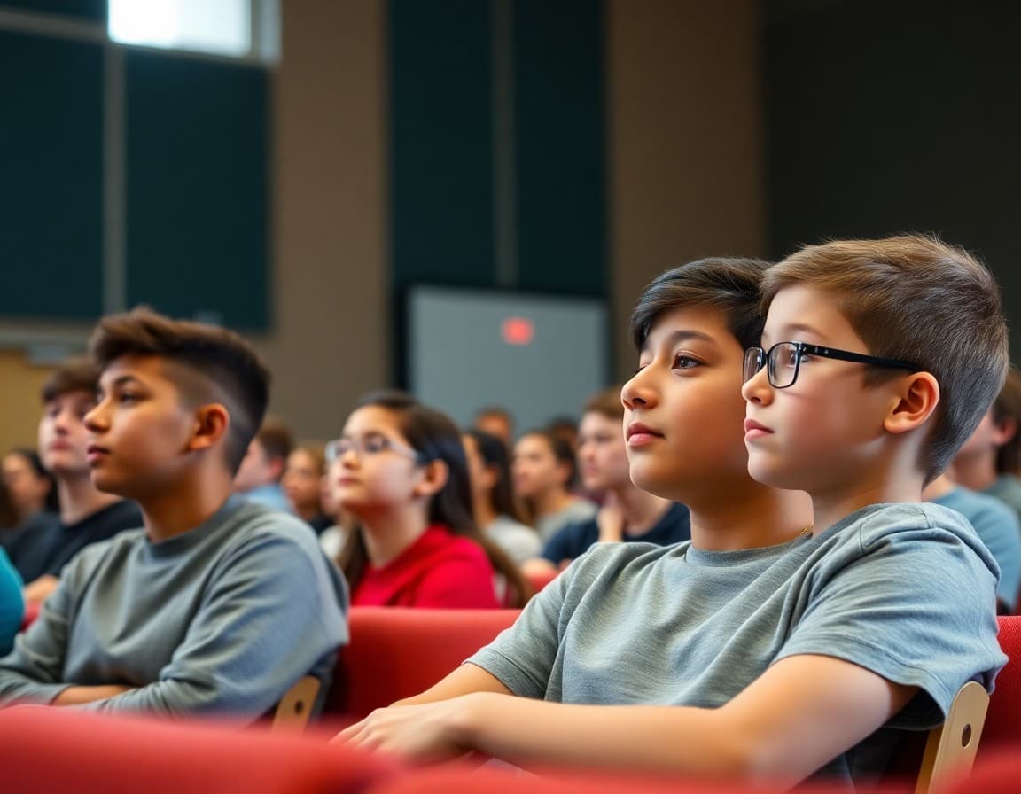 New York gifted students at a competitive academic event in a school auditorium setting