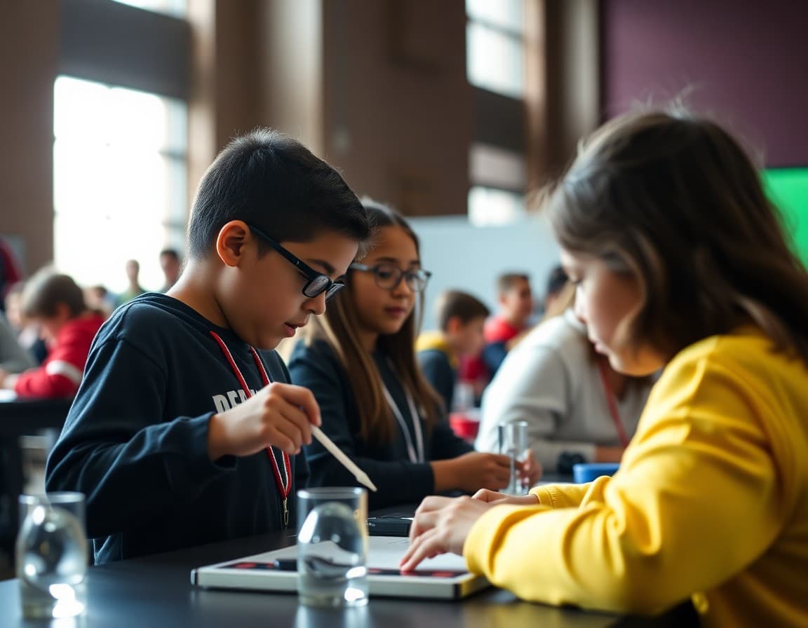 Ohio gifted students competing in a state Science Olympiad event at a university campus
