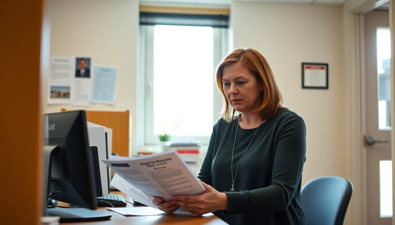Rhode Island gifted program coordinator preparing family newsletter at a school office in Providence