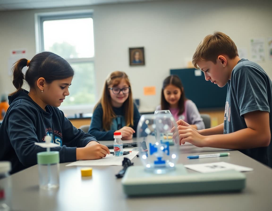 Tennessee gifted students working on a competitive STEM challenge project in a school lab