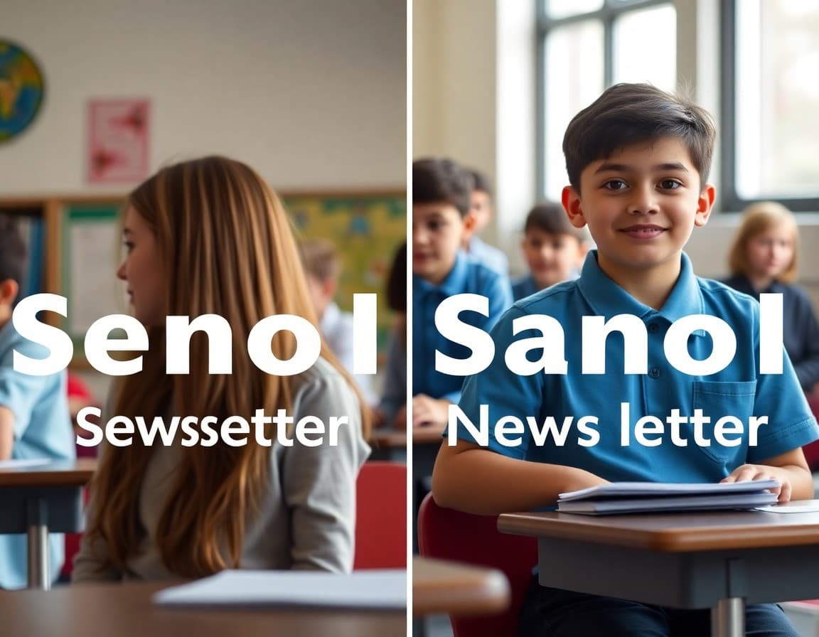 Side by side comparison of serif and sans-serif fonts in school newsletter format