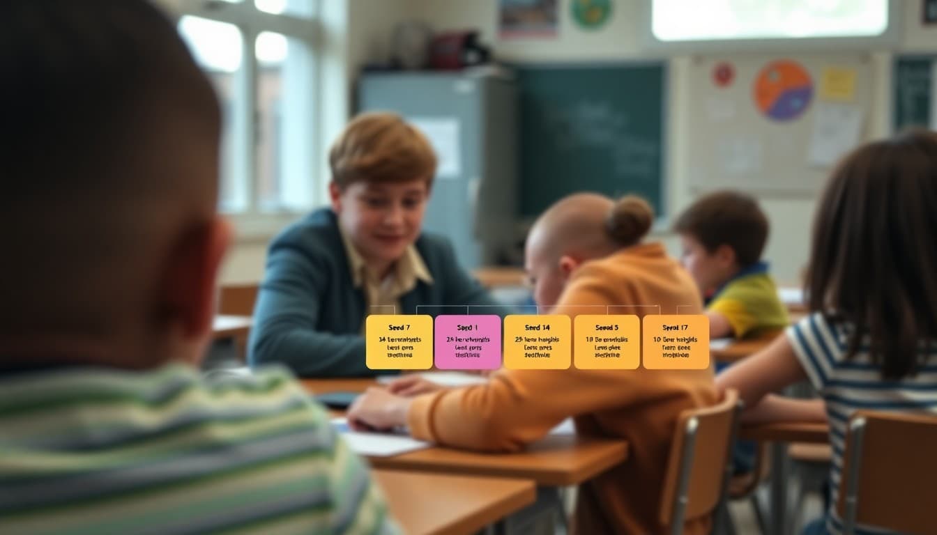 Simple school newsletter infographic showing the standardized testing schedule in a colorful timeline
