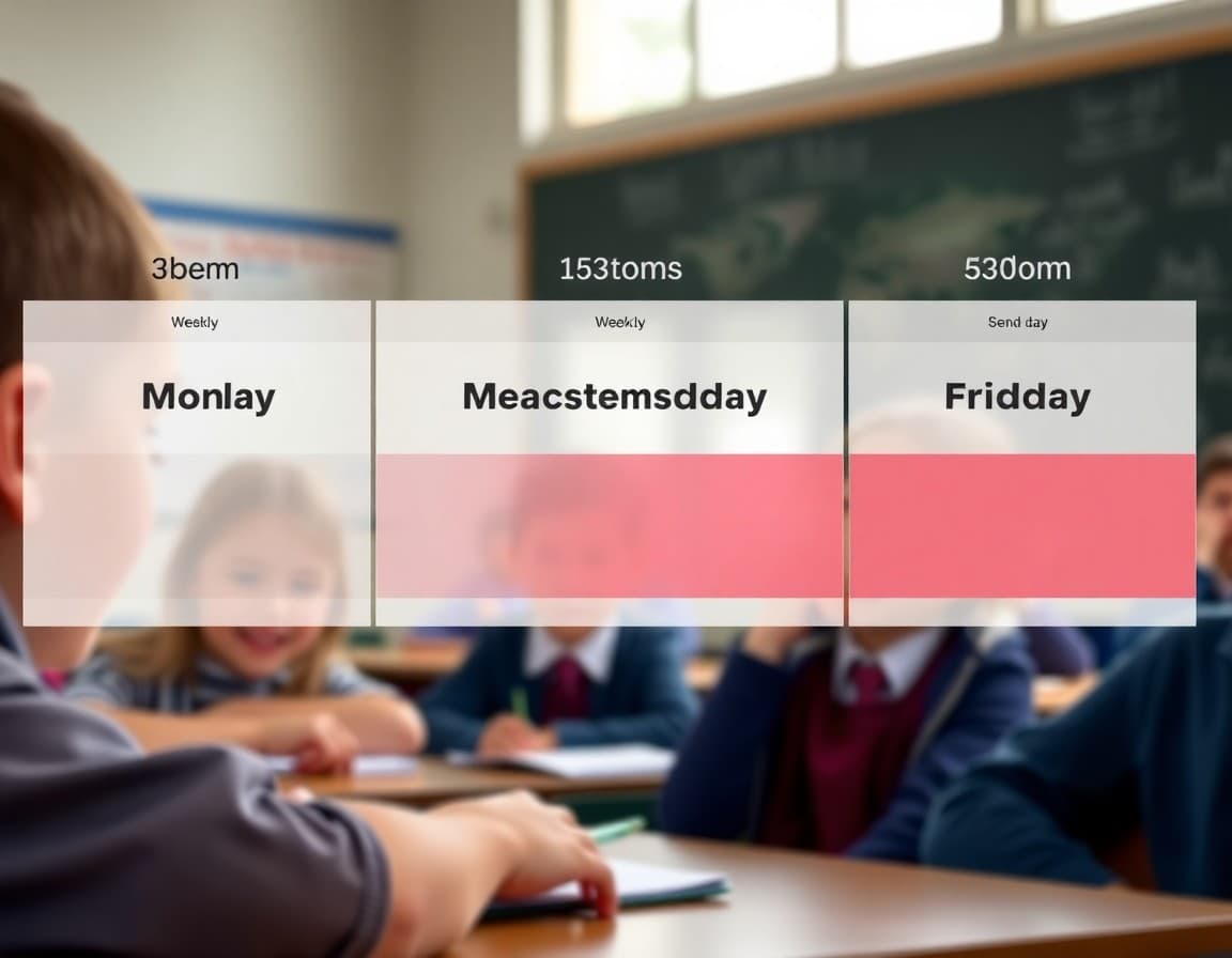 Weekly calendar with newsletter send day options highlighted showing Monday, Wednesday, and Friday comparisons