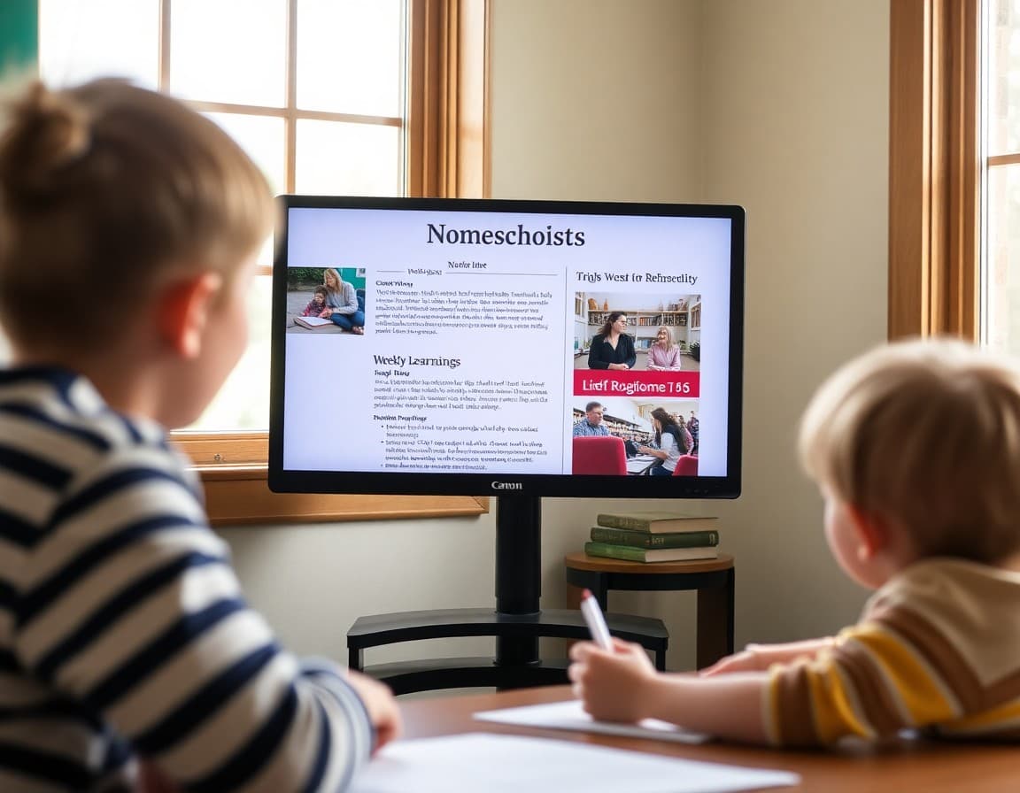 Nebraska homeschool newsletter on a screen showing weekly learning entries and field trip documentation